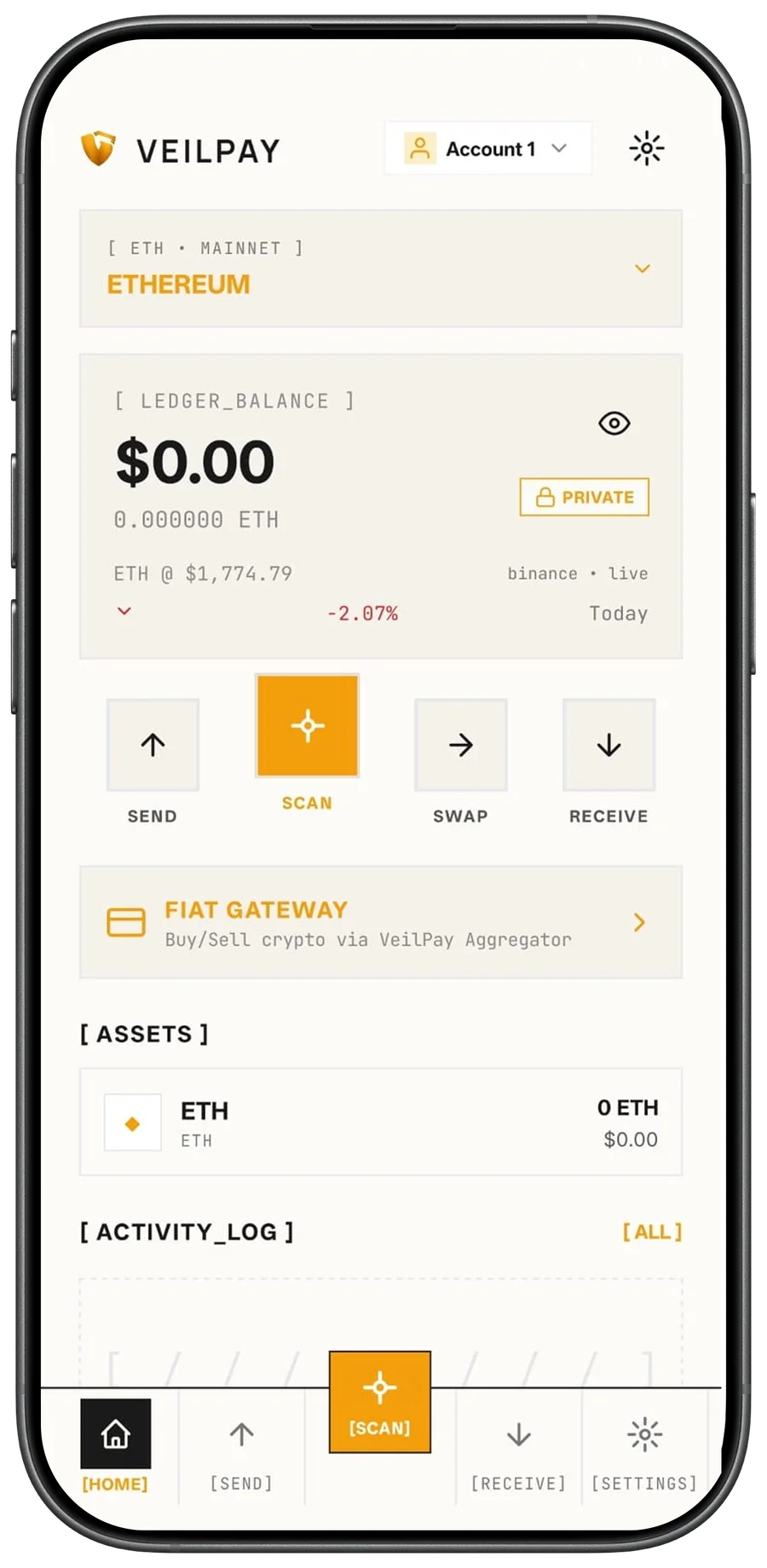 Veilpay private crypto wallet app — stealth address vault