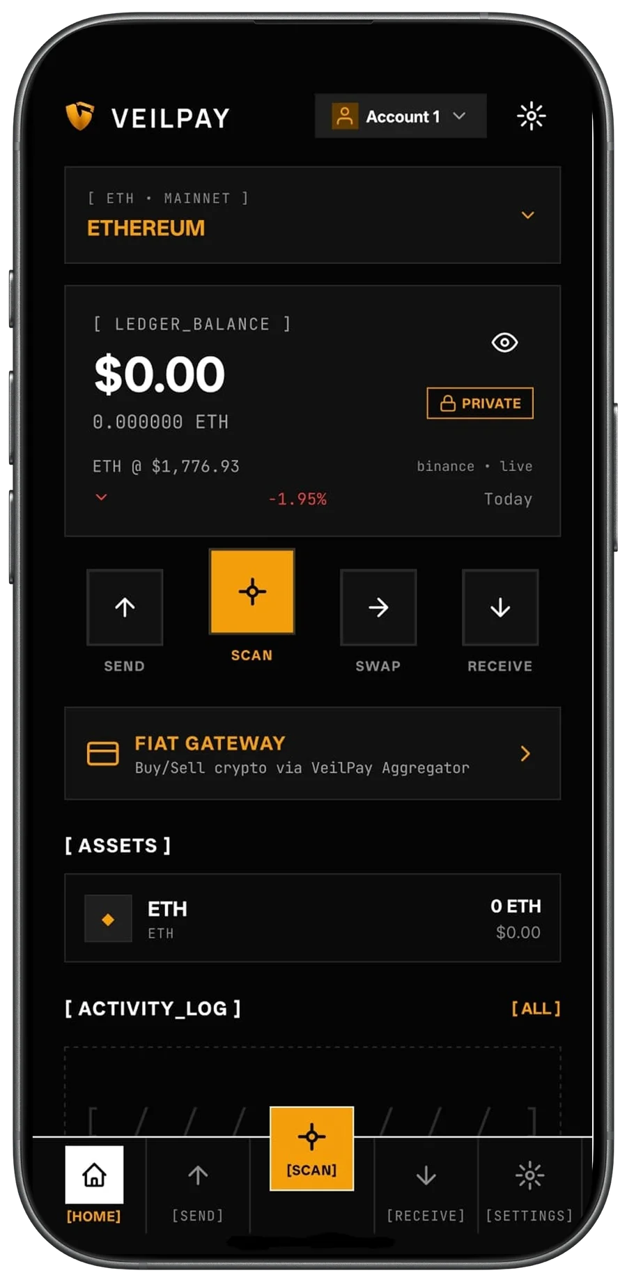 Veilpay private crypto wallet app — stealth address vault